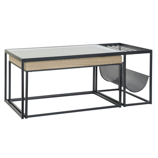 MESA CENTRO SET 2 METAL CRISTAL 110X60X45 NATURAL