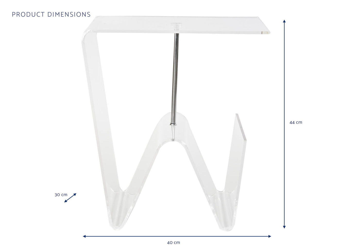 MESITA AUXILIAR ACRILICO METAL 40X30X44 REVISTERO