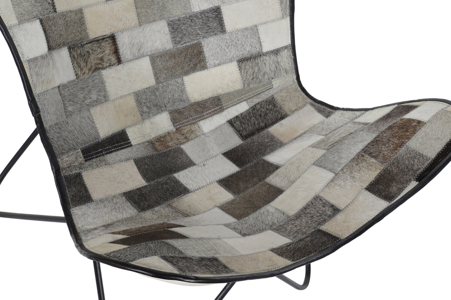 SILLA METAL 74X70X90 SILLA METAL PIEL MARIPOSA