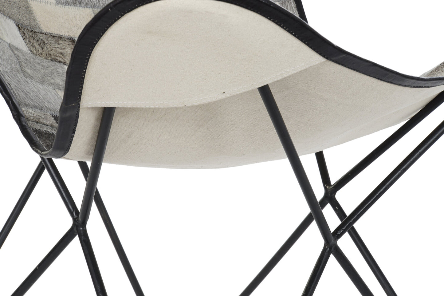 SILLA METAL 74X70X90 SILLA METAL PIEL MARIPOSA