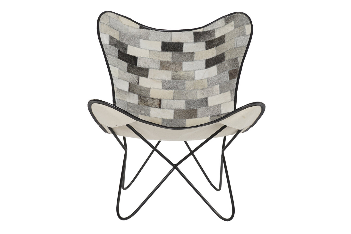 SILLA METAL 74X70X90 SILLA METAL PIEL MARIPOSA