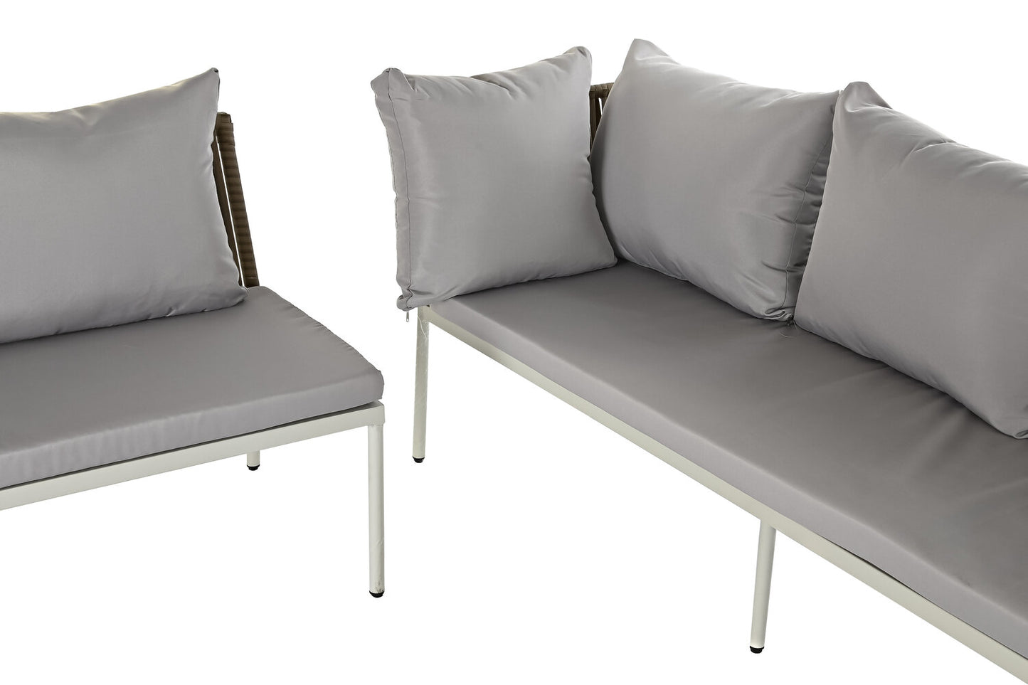 SOFA SET 3 RATAN SINTETICO ACERO 190X190X70 BLANCO