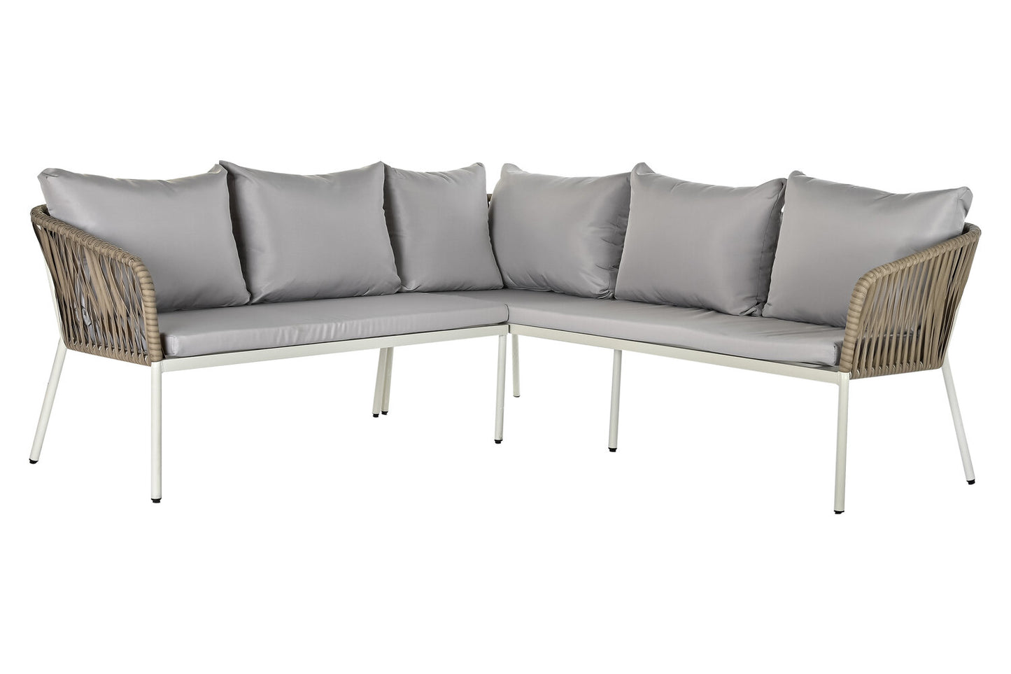 SOFA SET 3 RATAN SINTETICO ACERO 190X190X70 BLANCO