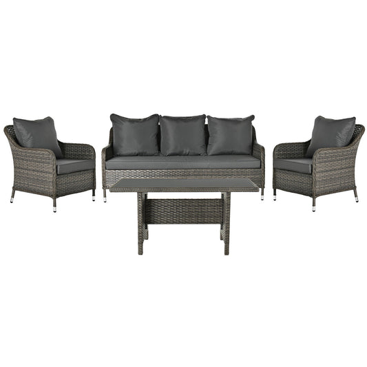 SOFA SET 4 RATAN SINTETICO 175X73X81 CON COJINES