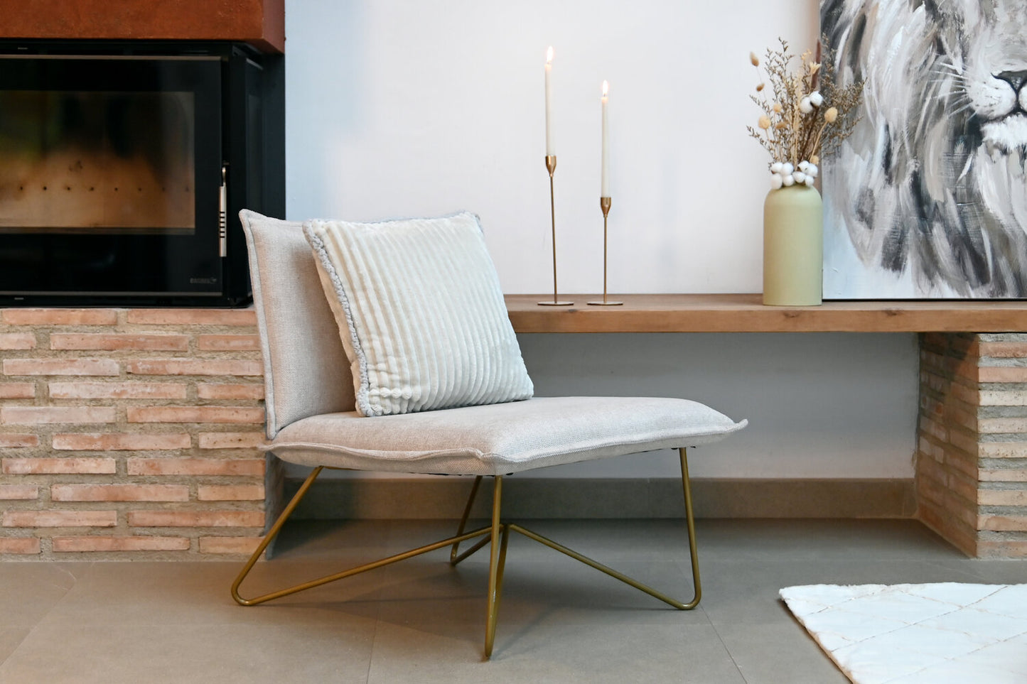 SILLON POLIESTER METAL 66X78X75 CON COJIN BEIGE