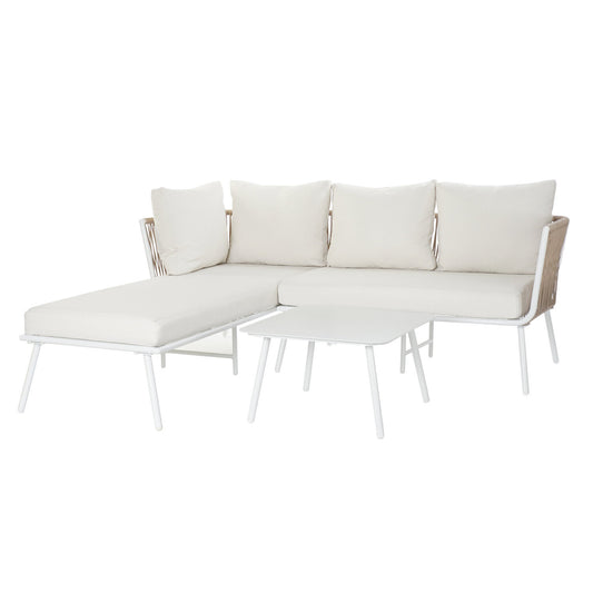 SOFA SET 2 ALUMINIO POLIESTER 196X170X86 BEIGE