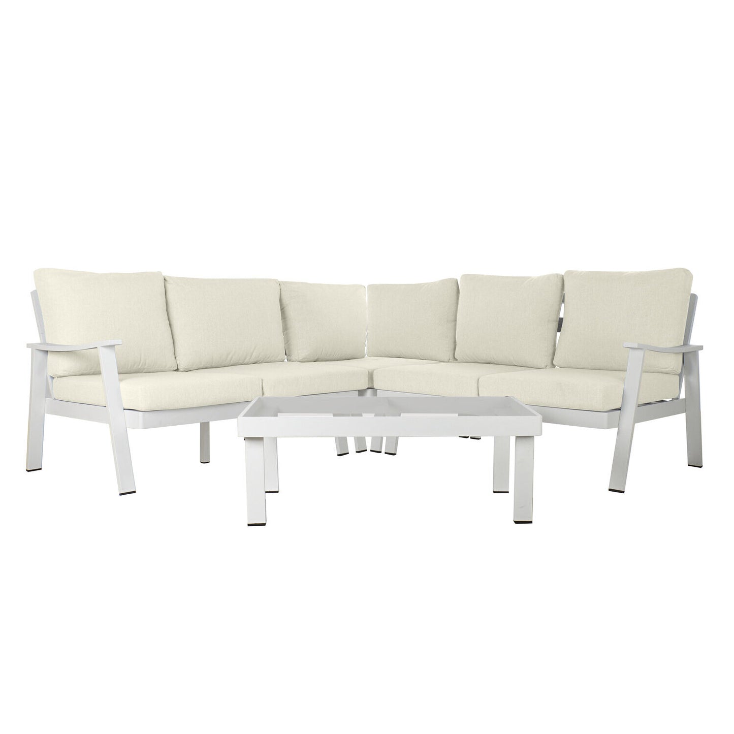 SOFA SET 4 ALUMINIO POLIESTER 212X212X86 BLANCO