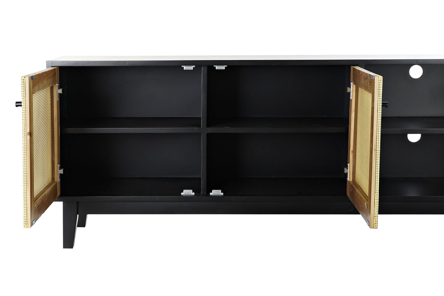 MUEBLE TV ABETO RATAN 160X38X65 NEGRO