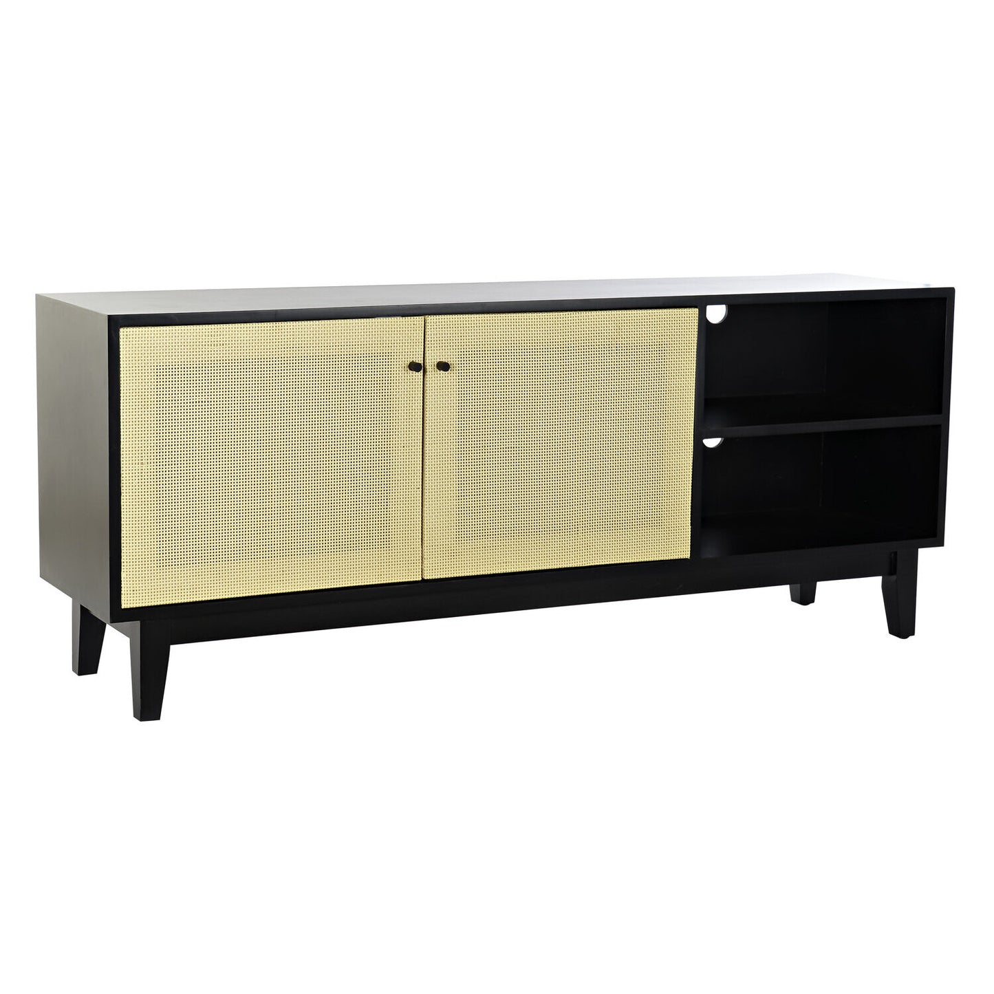 MUEBLE TV ABETO RATAN 160X38X65 NEGRO