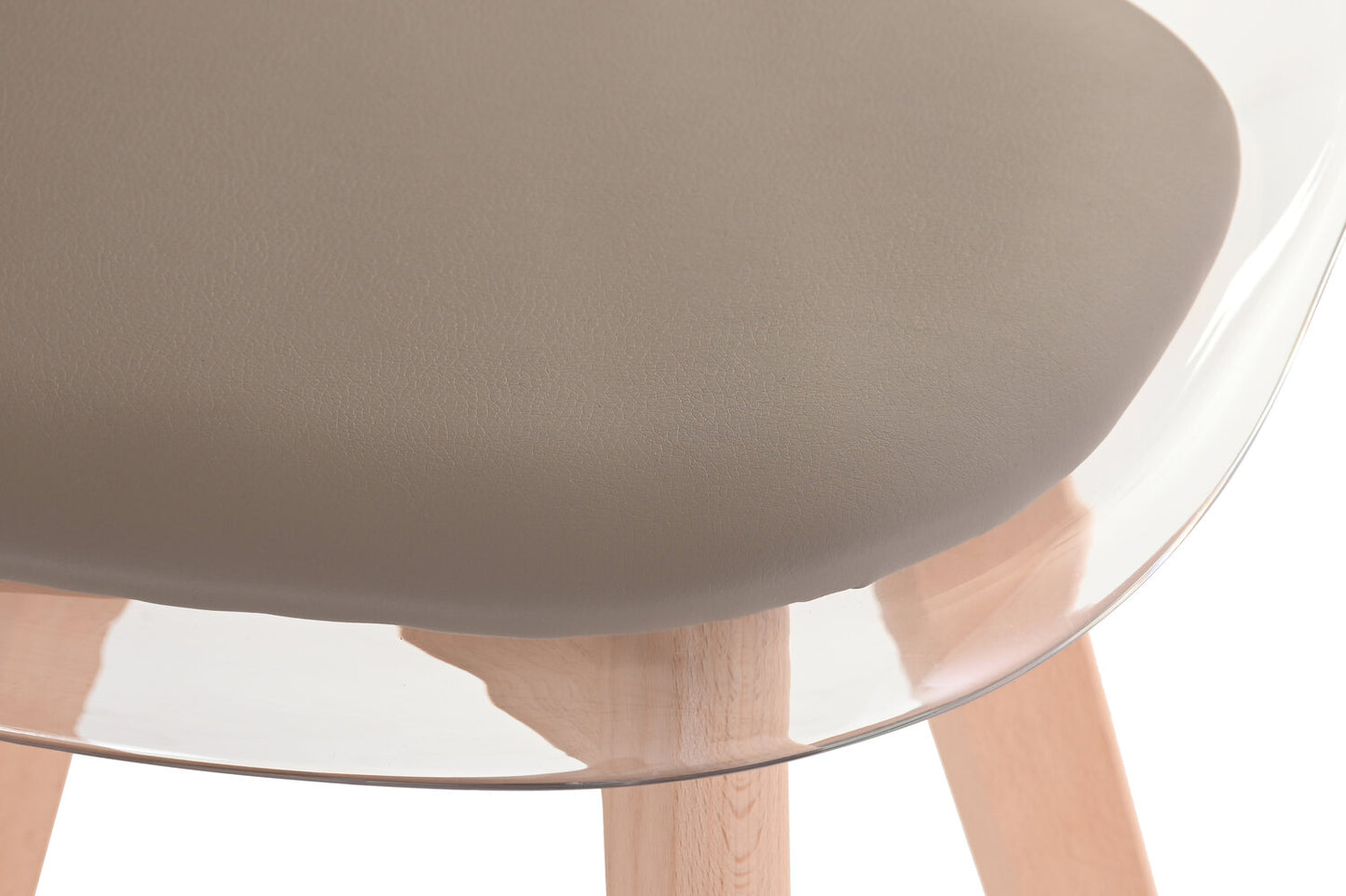 SILLA POLICARBONATO MADERA 54X47X81 TAPIZADO BEIGE