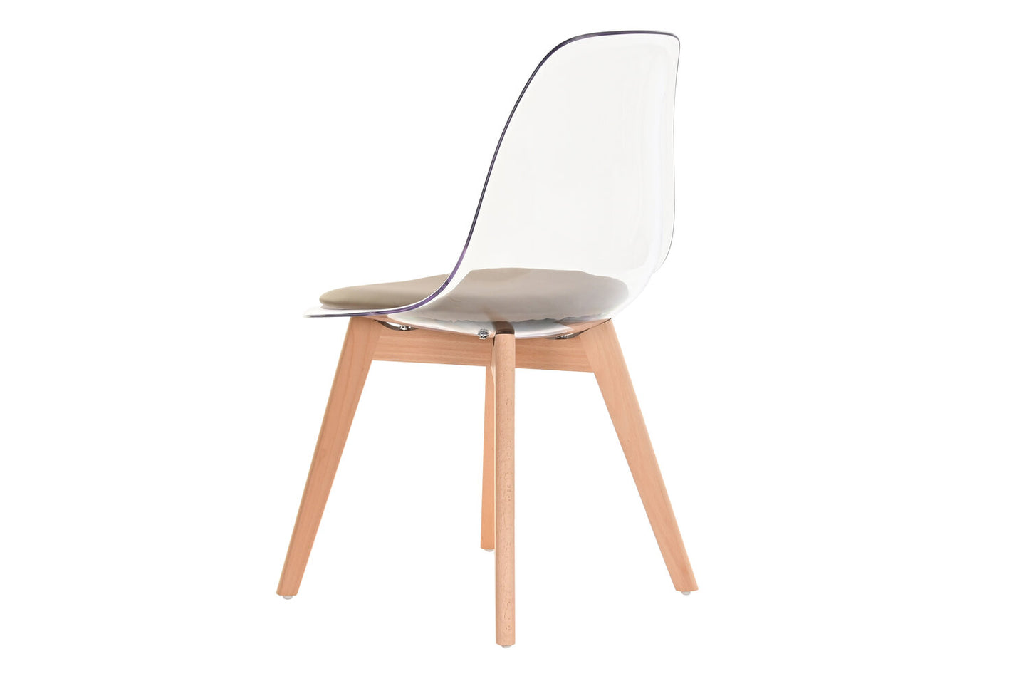 SILLA POLICARBONATO MADERA 54X47X81 TAPIZADO BEIGE