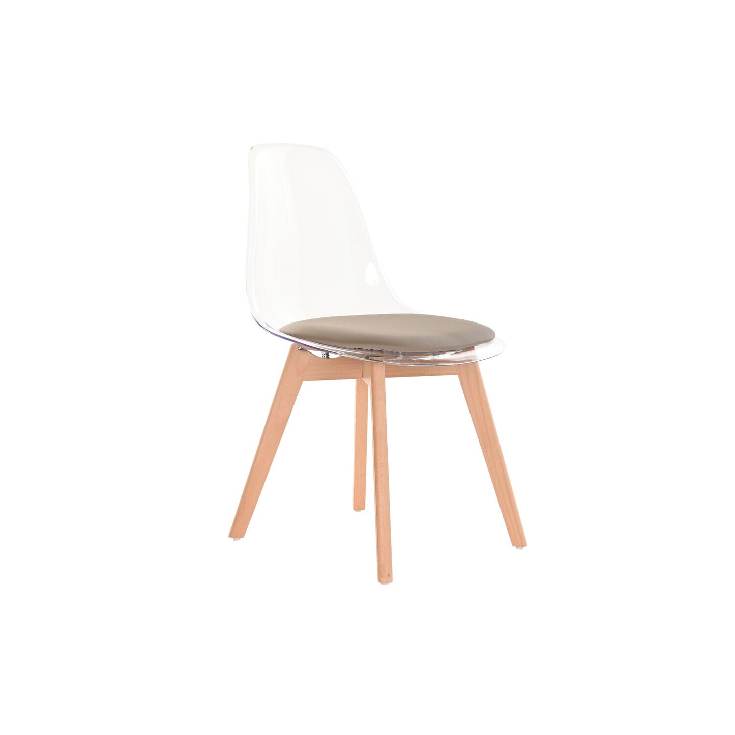 SILLA POLICARBONATO MADERA 54X47X81 TAPIZADO BEIGE