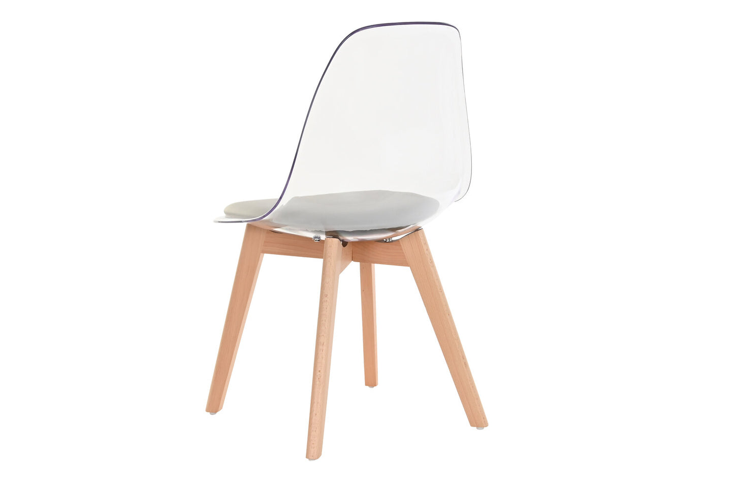 SILLA POLICARBONATO MADERA 54X47X81 TAPIZADO GRIS