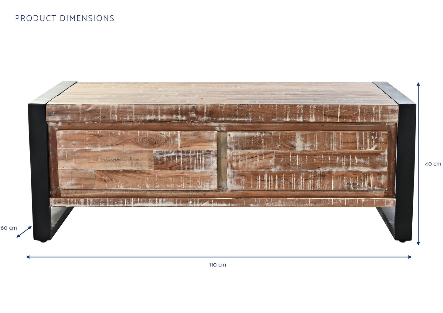 MESA CENTRO ACACIA METAL 110X60X40 NATURAL