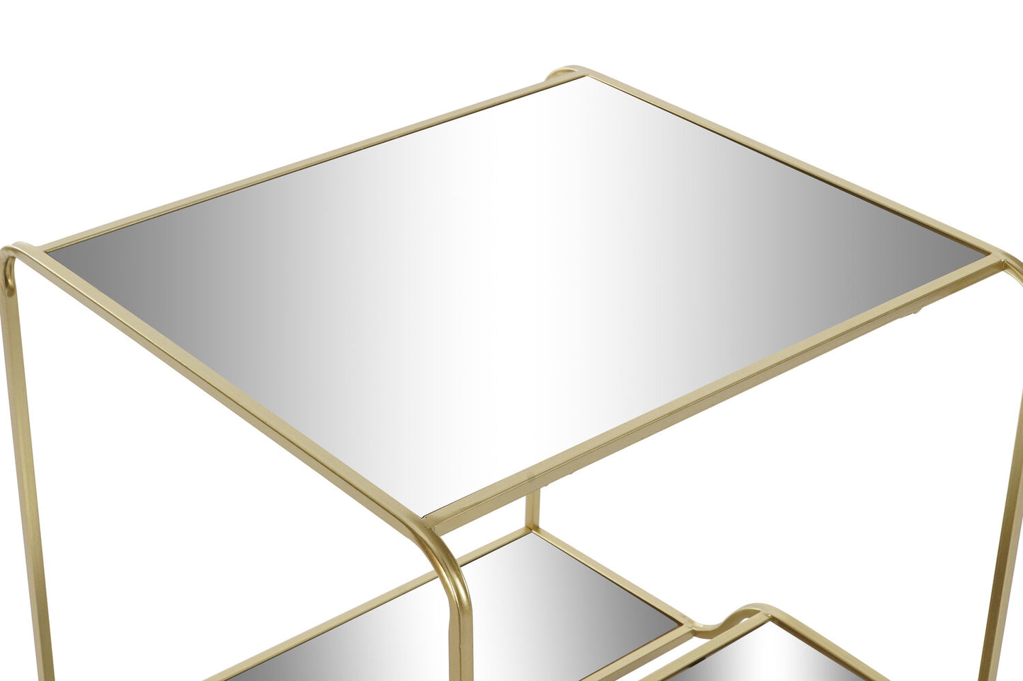 MESITA AUXILIAR METAL ESPEJO 50X50X55 MATE DORADO