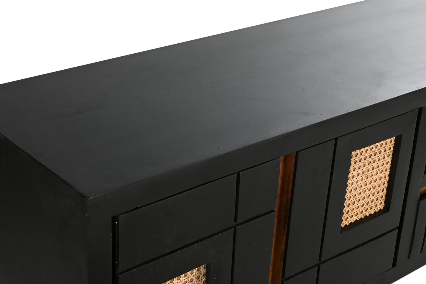 MUEBLE TV MANGO RATAN 145:5X40:5X60 NEGRO