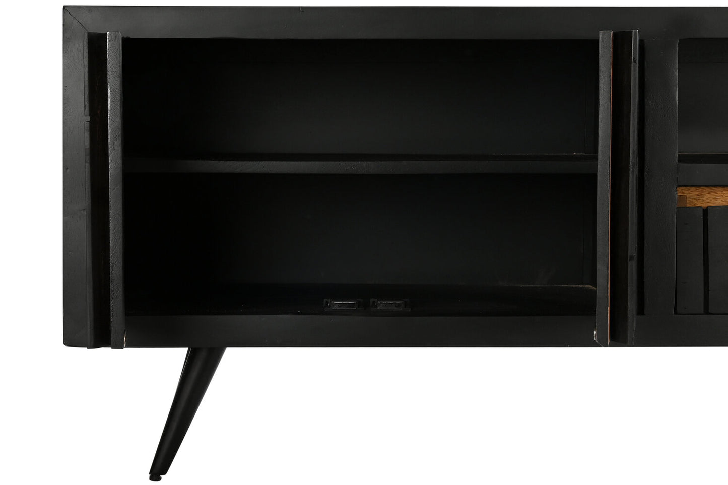 MUEBLE TV MANGO RATAN 145:5X40:5X60 NEGRO