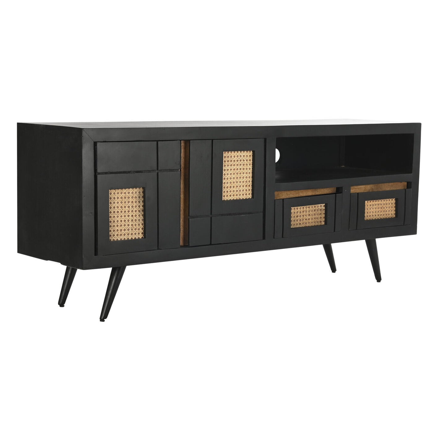 MUEBLE TV MANGO RATAN 145:5X40:5X60 NEGRO