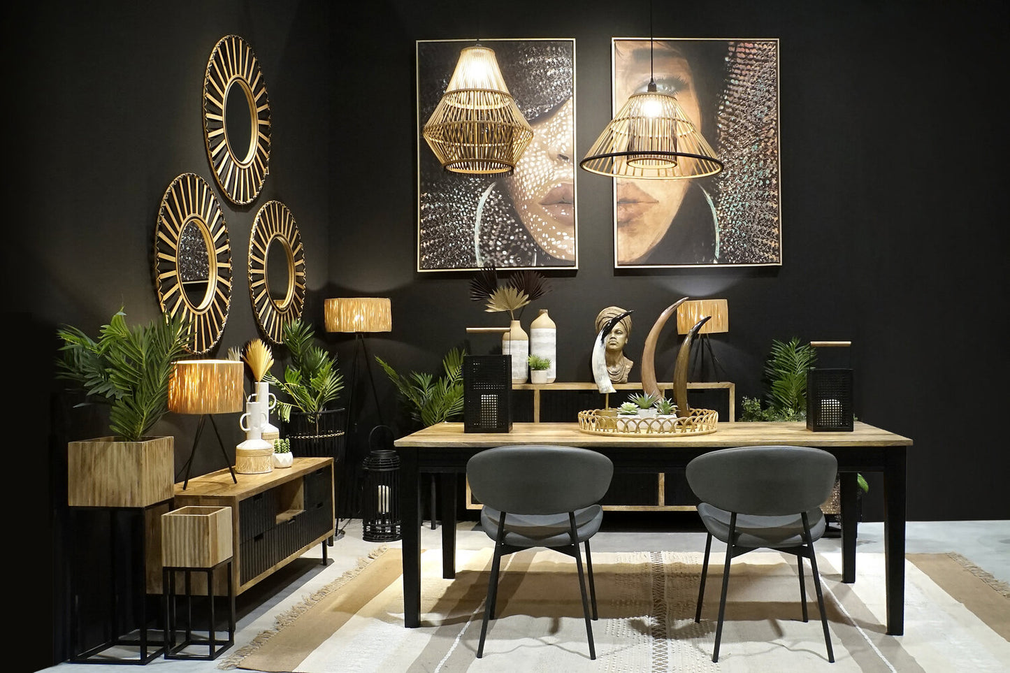 MUEBLE TV MANGO METAL 125X40X55 NEGRO