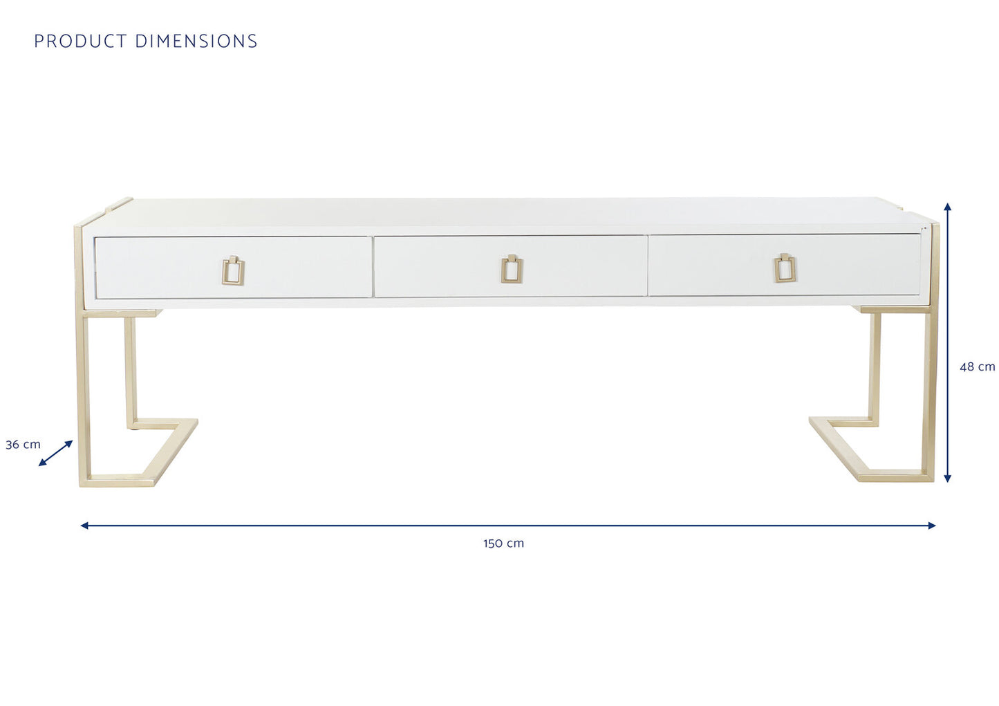 MESA CENTRO MADERA METAL 150X36X48 BLANCO