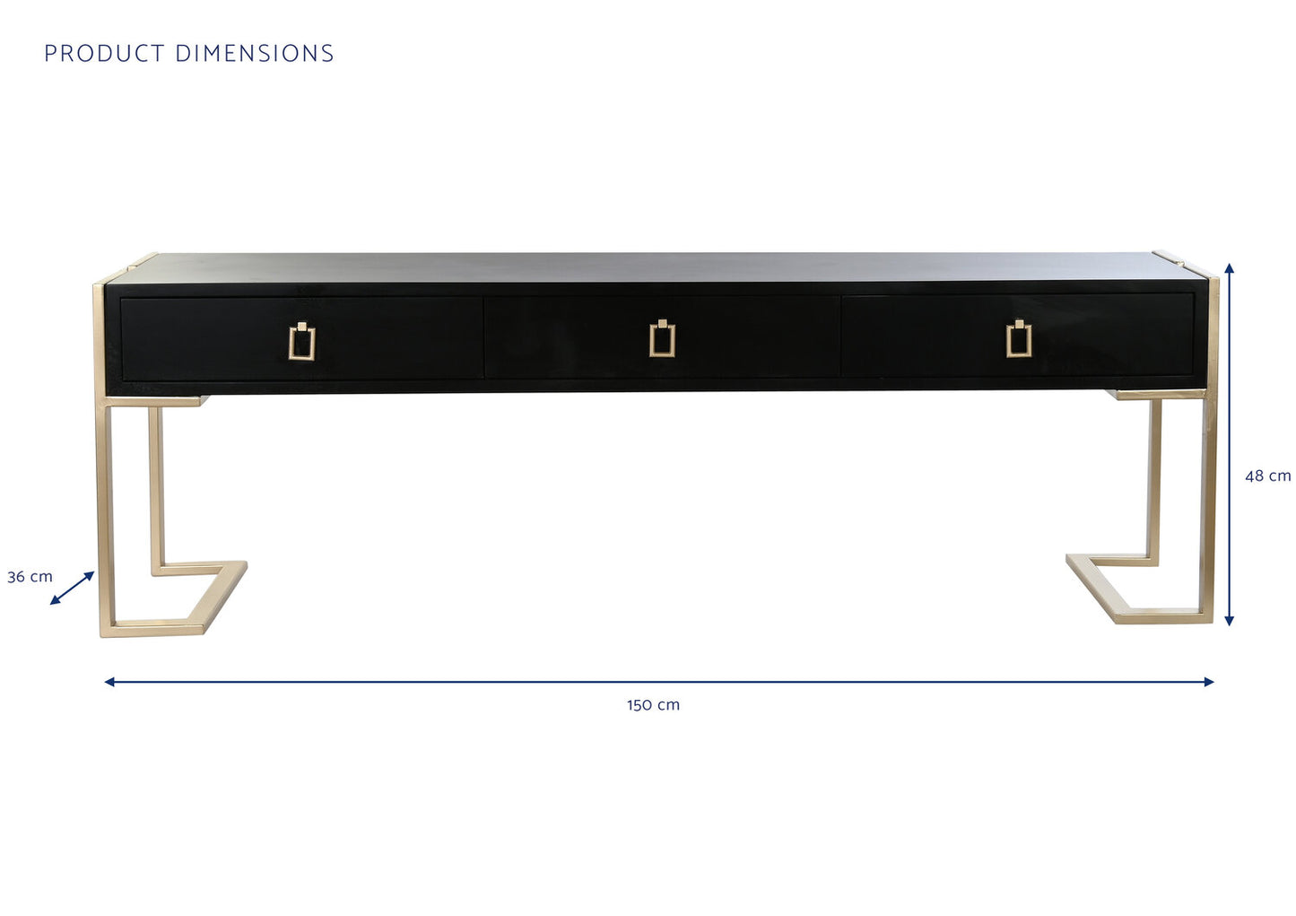 MESA CENTRO MADERA METAL 150X36X48 NEGRO