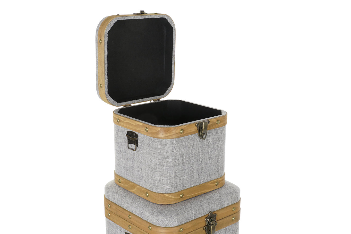 CAJA SET 3 POLIESTER MADERA 40X40X42 GRIS