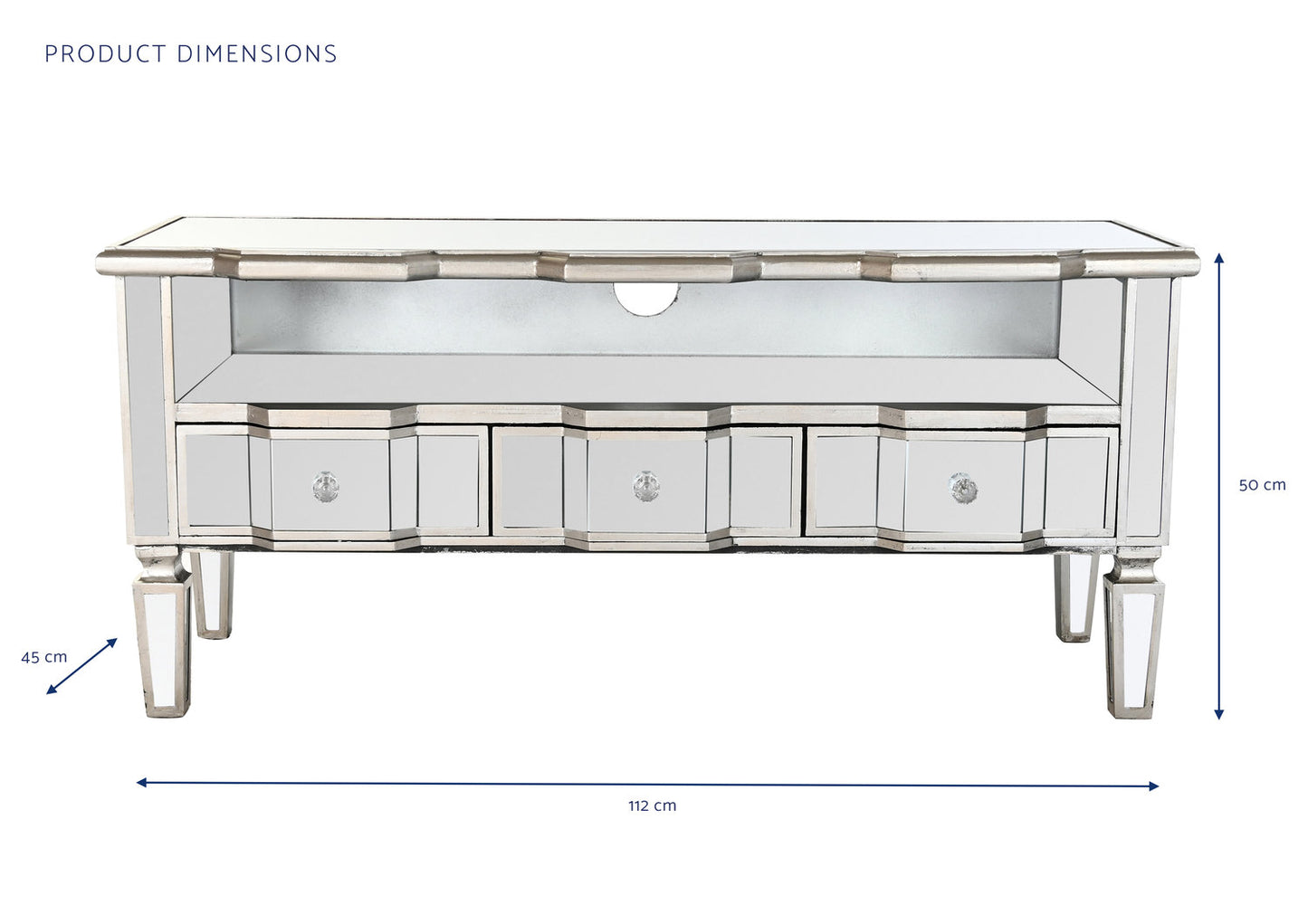 MUEBLE TV ESPEJO MDF 112X45X50 PLATEADO