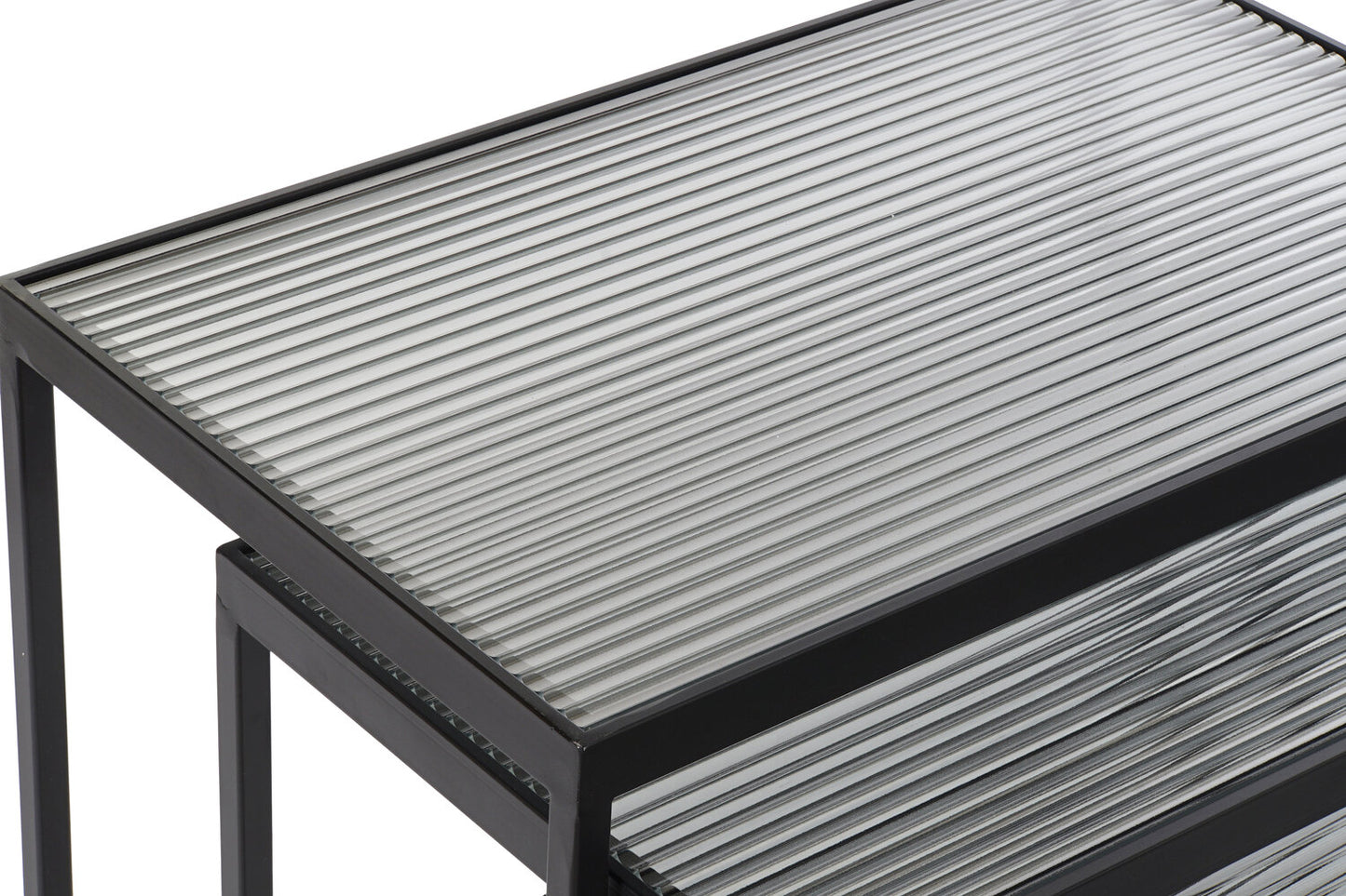 MESITA AUXILIAR SET 3 METAL CRISTAL 58X36:5X53:5