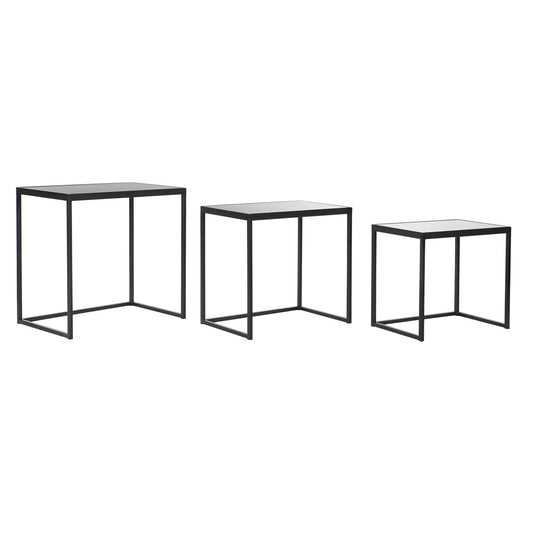 MESITA AUXILIAR SET 3 METAL CRISTAL 58X36:5X53:5