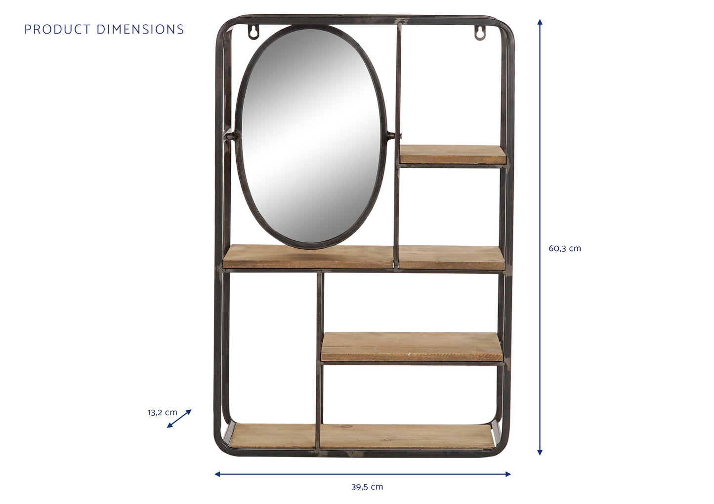 ESTANTERIA METAL MDF 39:5X13:2X60:3 MARRON CLARO