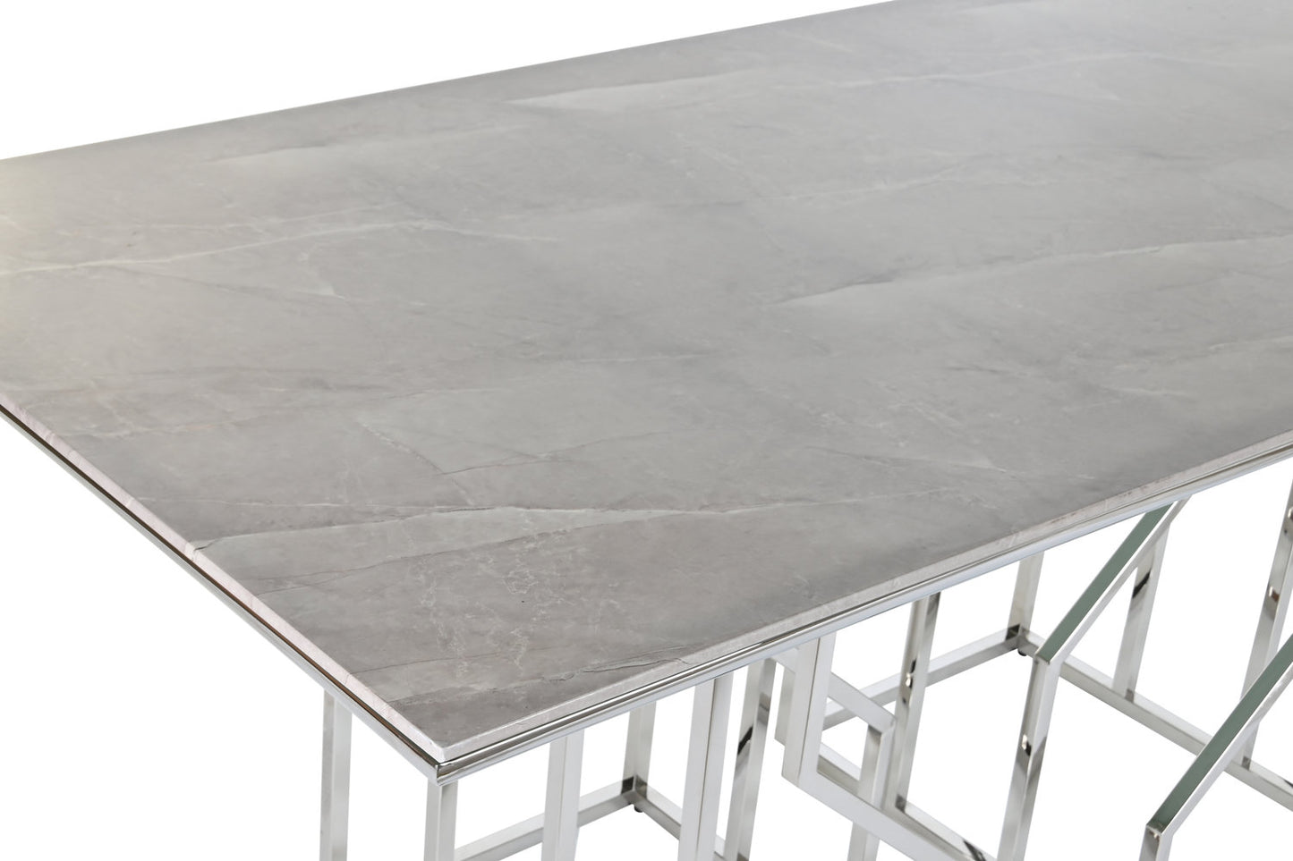 MESA COMEDOR ACERO CRISTAL 180X90X75 SIMIL MARMOL