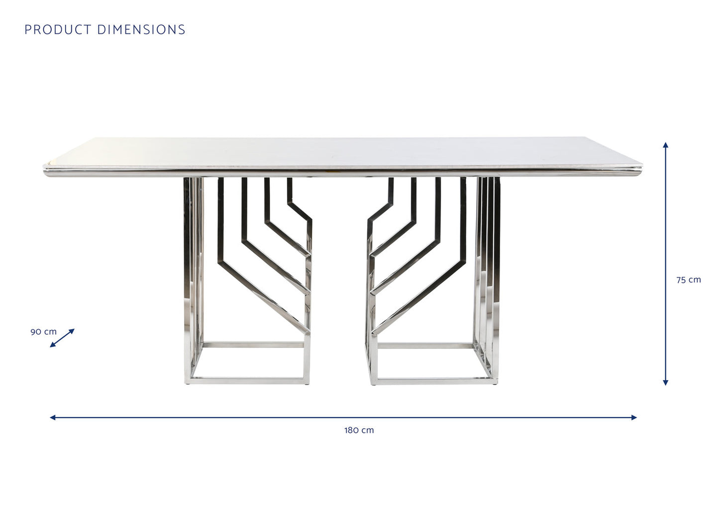 MESA COMEDOR ACERO CRISTAL 180X90X75 SIMIL MARMOL