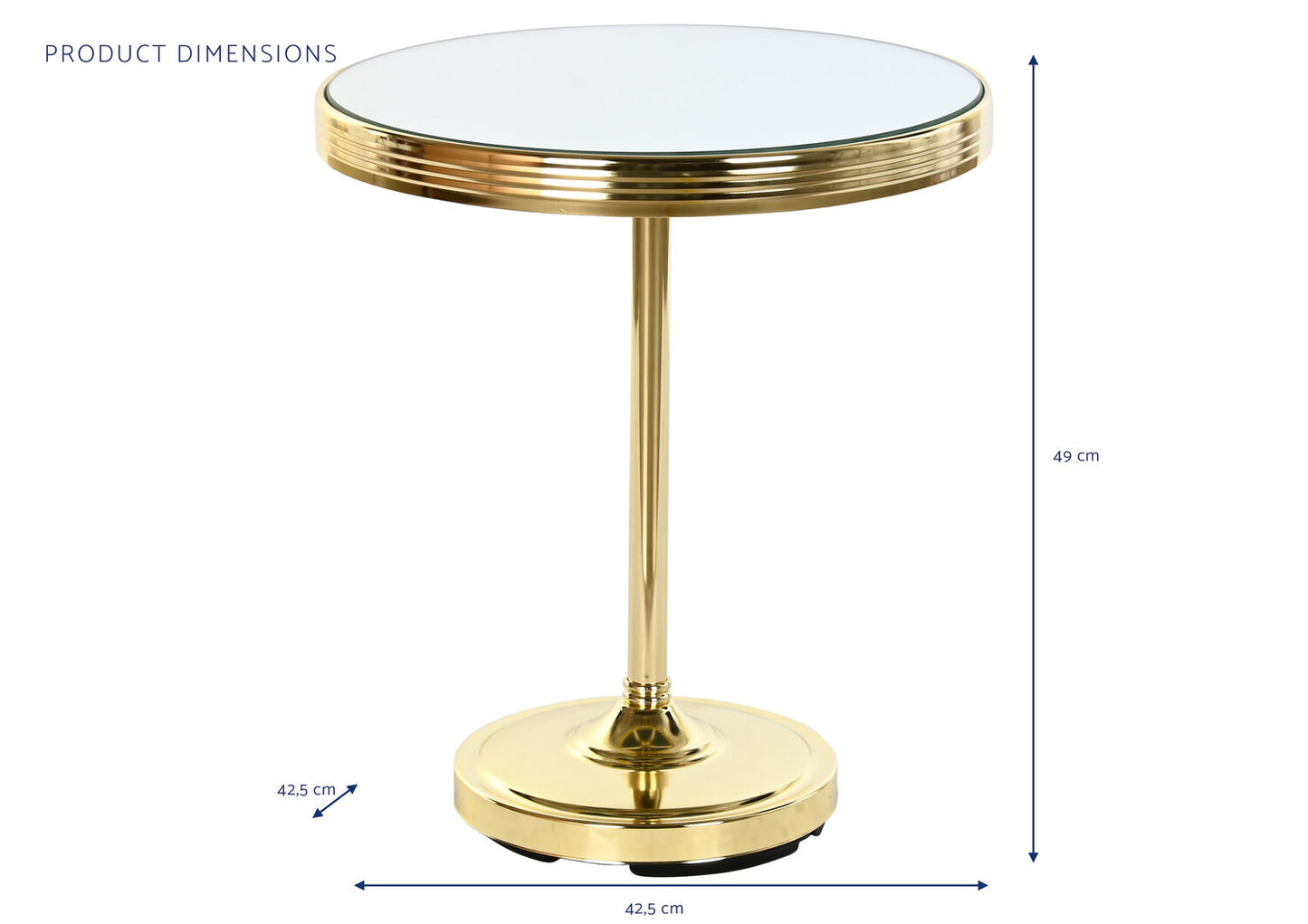 MESITA AUXILIAR LATON ESPEJO 42:5X42:5X49 DORADO