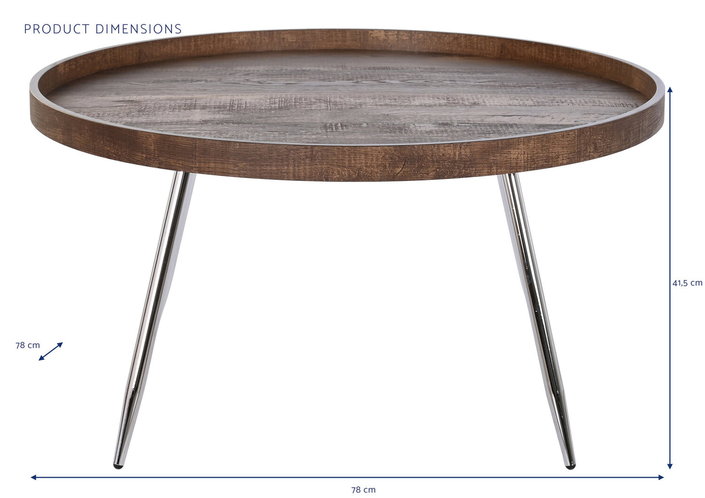 MESA CENTRO ACERO MDF 78X78X41:5 MARRON