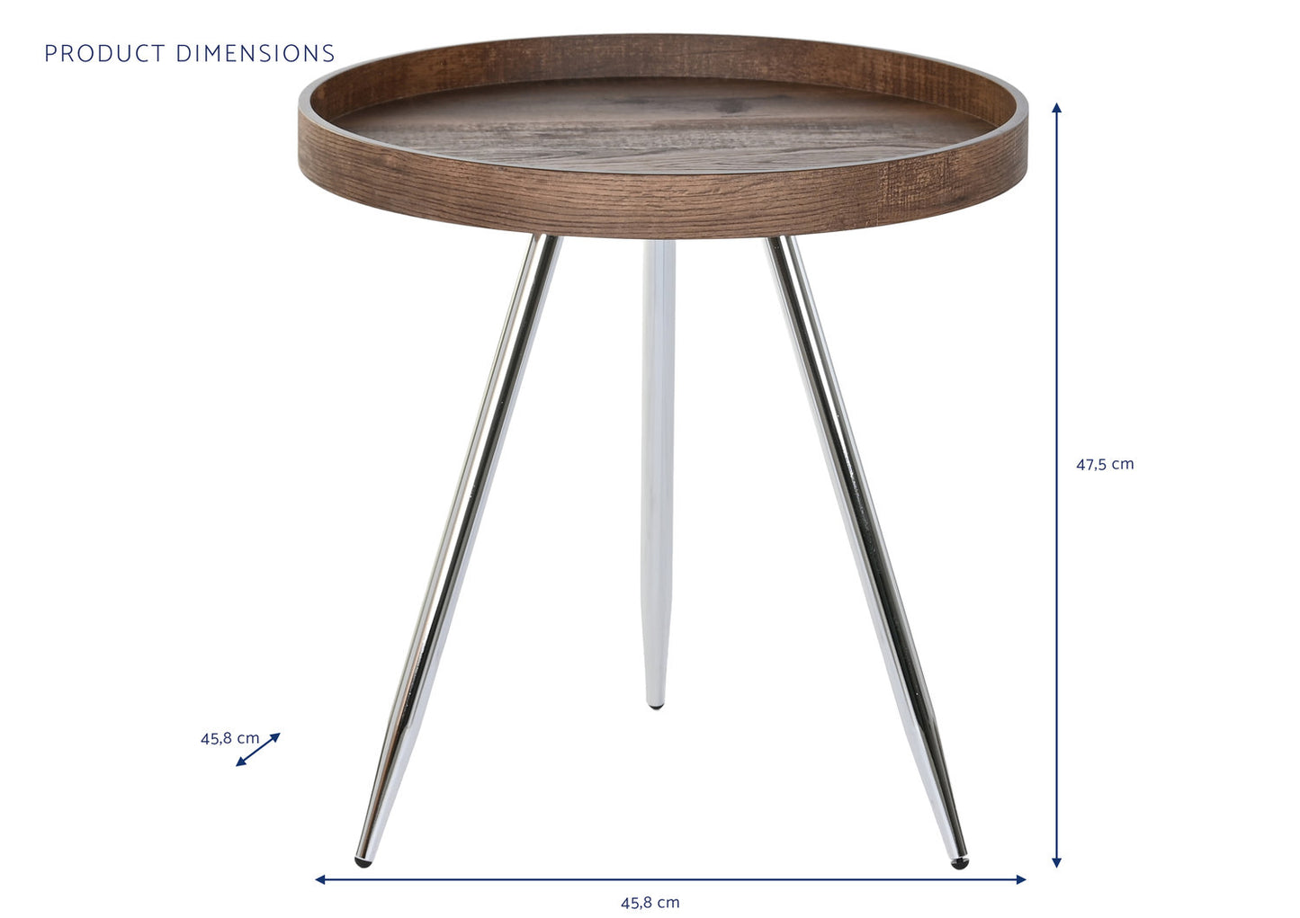 MESITA AUXILIAR ACERO MDF 45:8X45:8X47:5