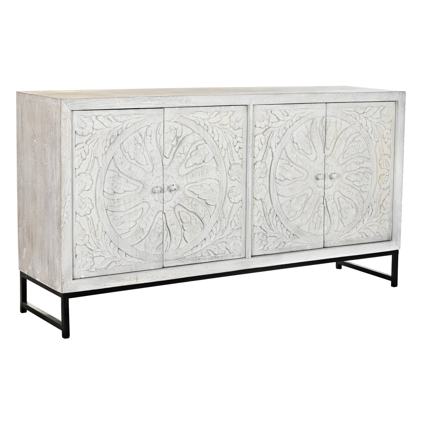 BUFFET MANGO METAL 150X38X80 MANDALA BLANCO