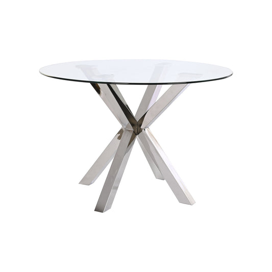MESA COMEDOR ACERO CRISTAL 110X110X76 35:00