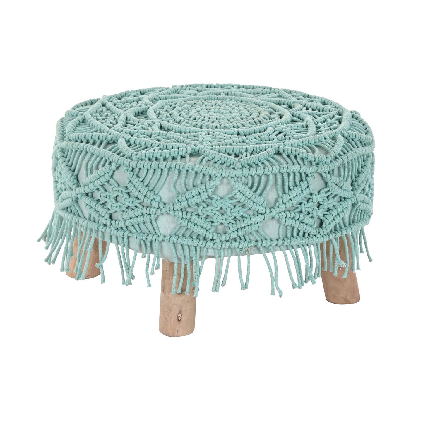 REPOSAPIES ALGODON MADERA 53X53X31 MACRAME