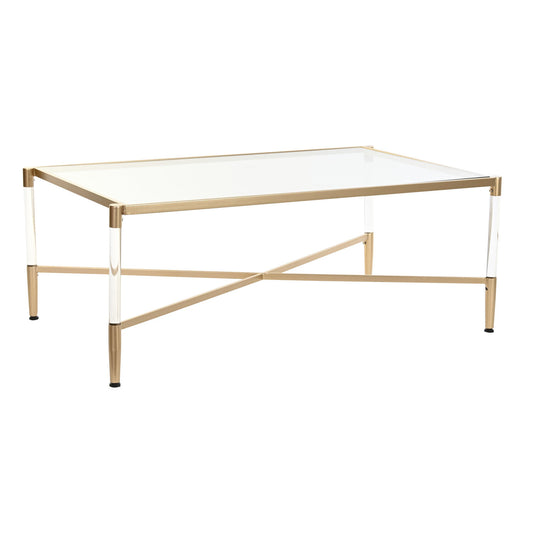 MESA CENTRO METAL ACRILICO 120X70X45 DORADO