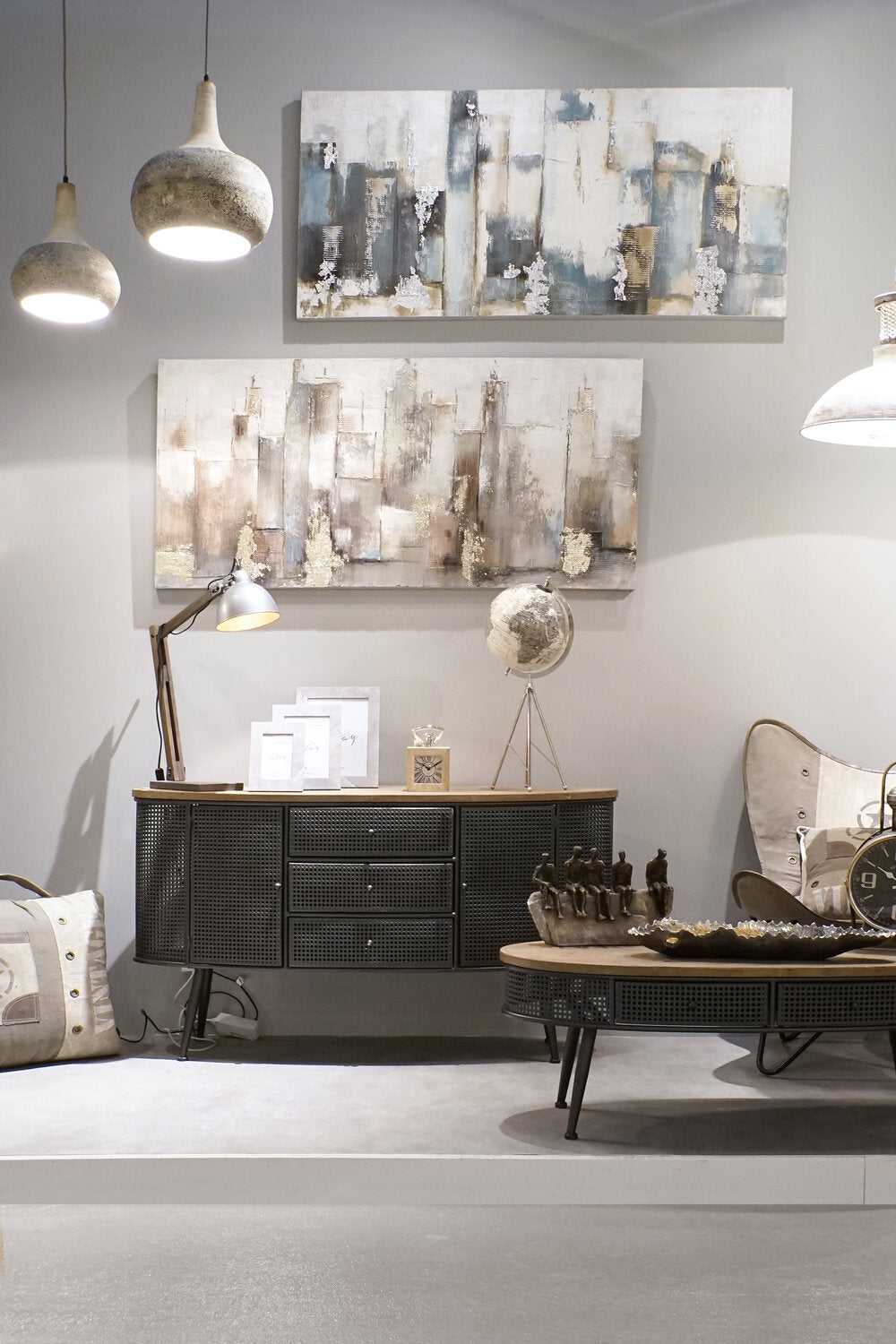 MESA CENTRO ABETO METAL 120X58X42 2 CAJONES NEGRO