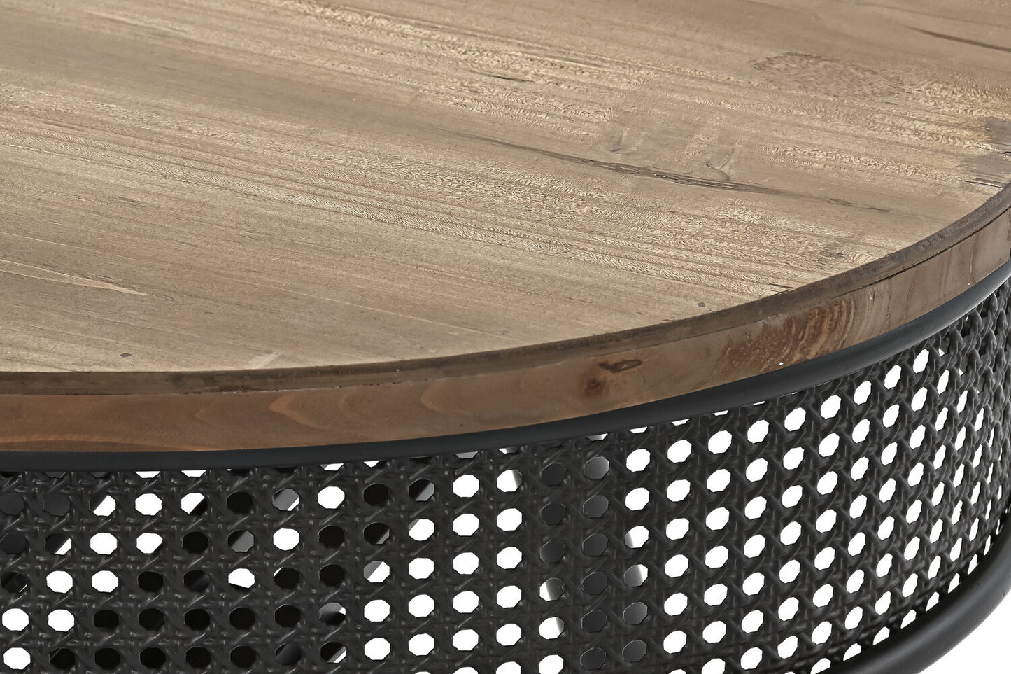 MESA CENTRO ABETO METAL 120X58X42 2 CAJONES NEGRO