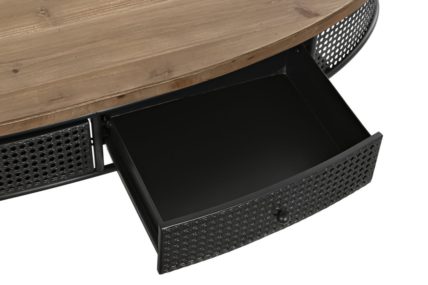 MESA CENTRO ABETO METAL 120X58X42 2 CAJONES NEGRO