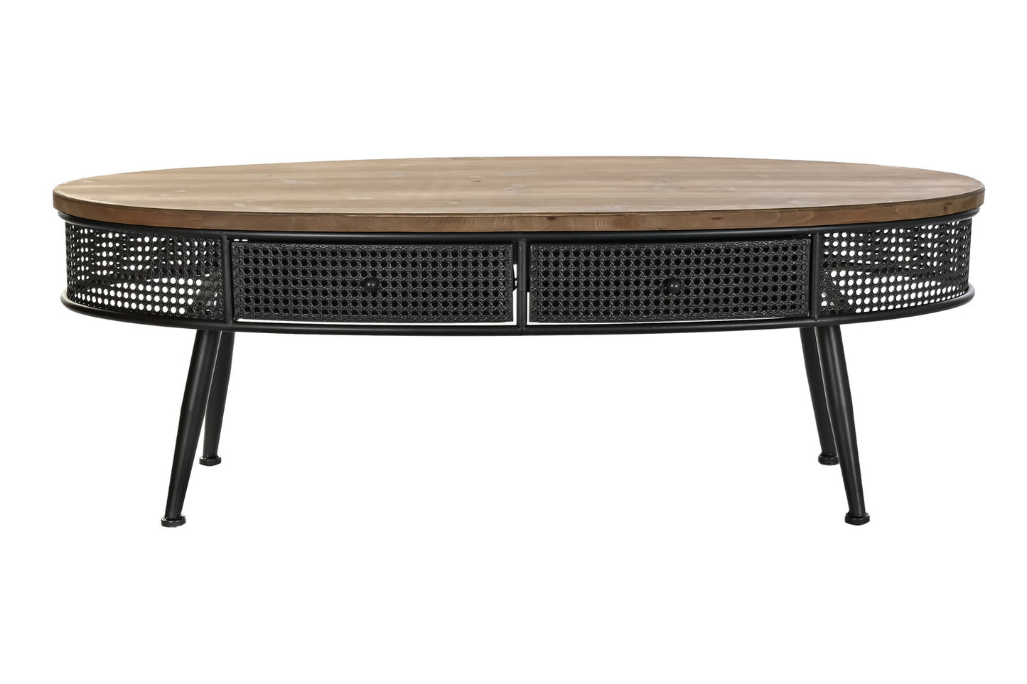 MESA CENTRO ABETO METAL 120X58X42 2 CAJONES NEGRO