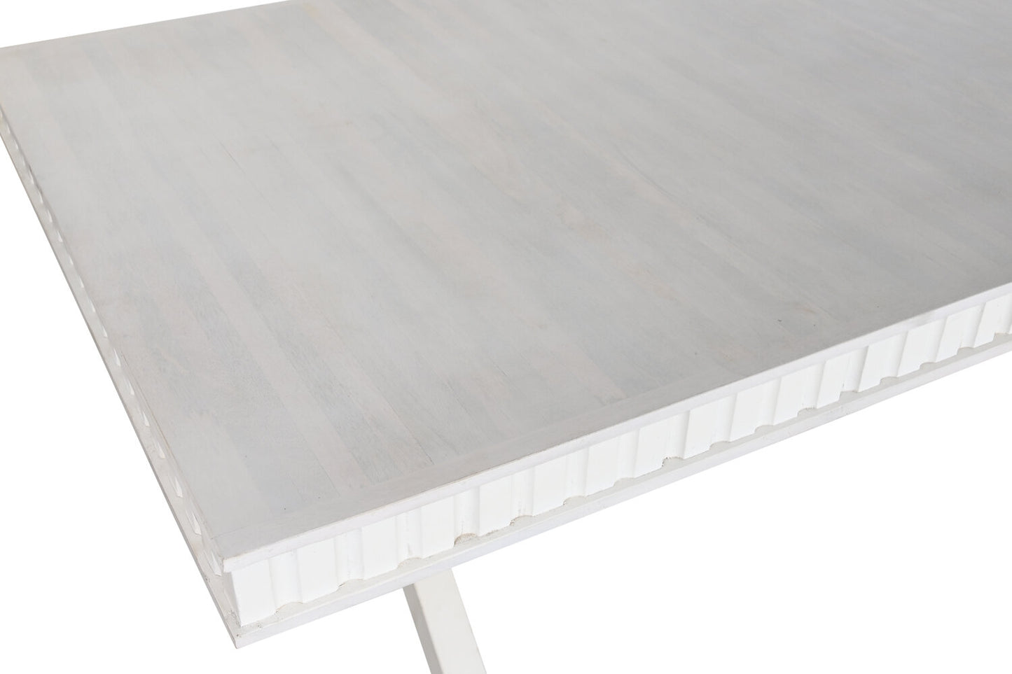 MESA COMEDOR MANGO METAL 180X90X76 ROMBO BLANCO