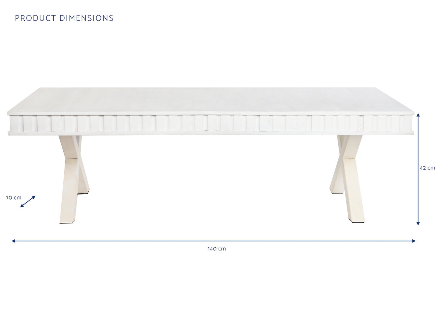 MESA CENTRO MANGO METAL 140X70X42 BLANCO