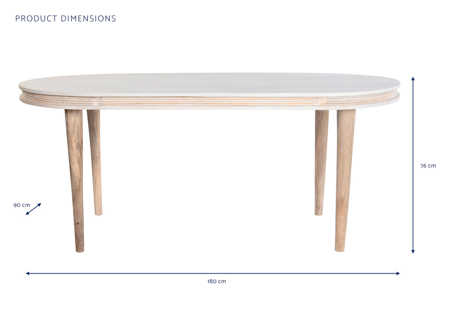 MESA COMEDOR MANGO 180X90X76 ROMBO BLANCO