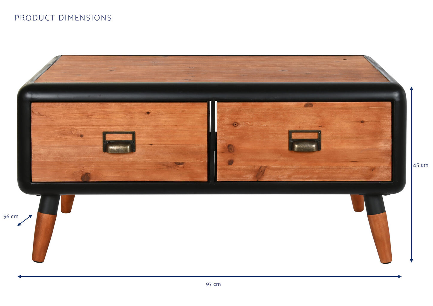 MESA CENTRO ABETO METAL 97X56X45 MARRON OSCURO