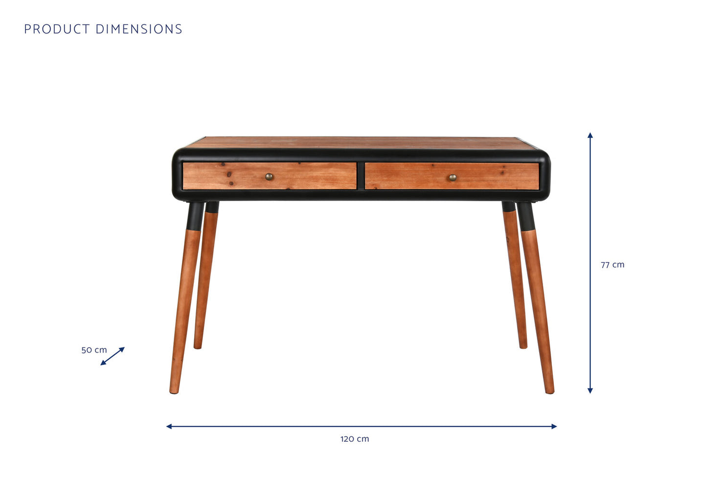 CONSOLA ABETO METAL 120X50X77 MARRON OSCURO