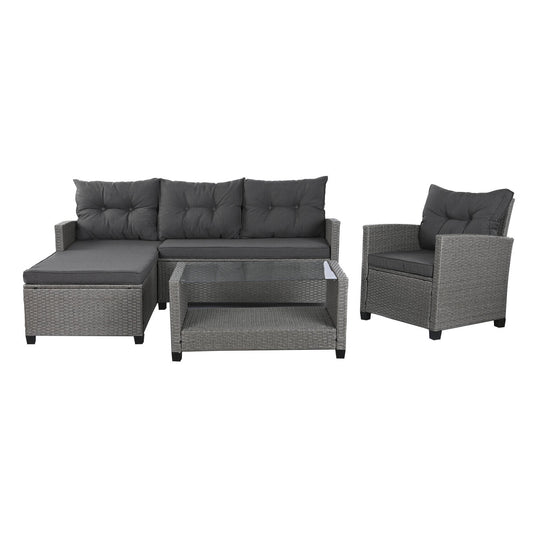 SOFA SET 4 RATAN SINTETICO POLIESTER 190X140X77