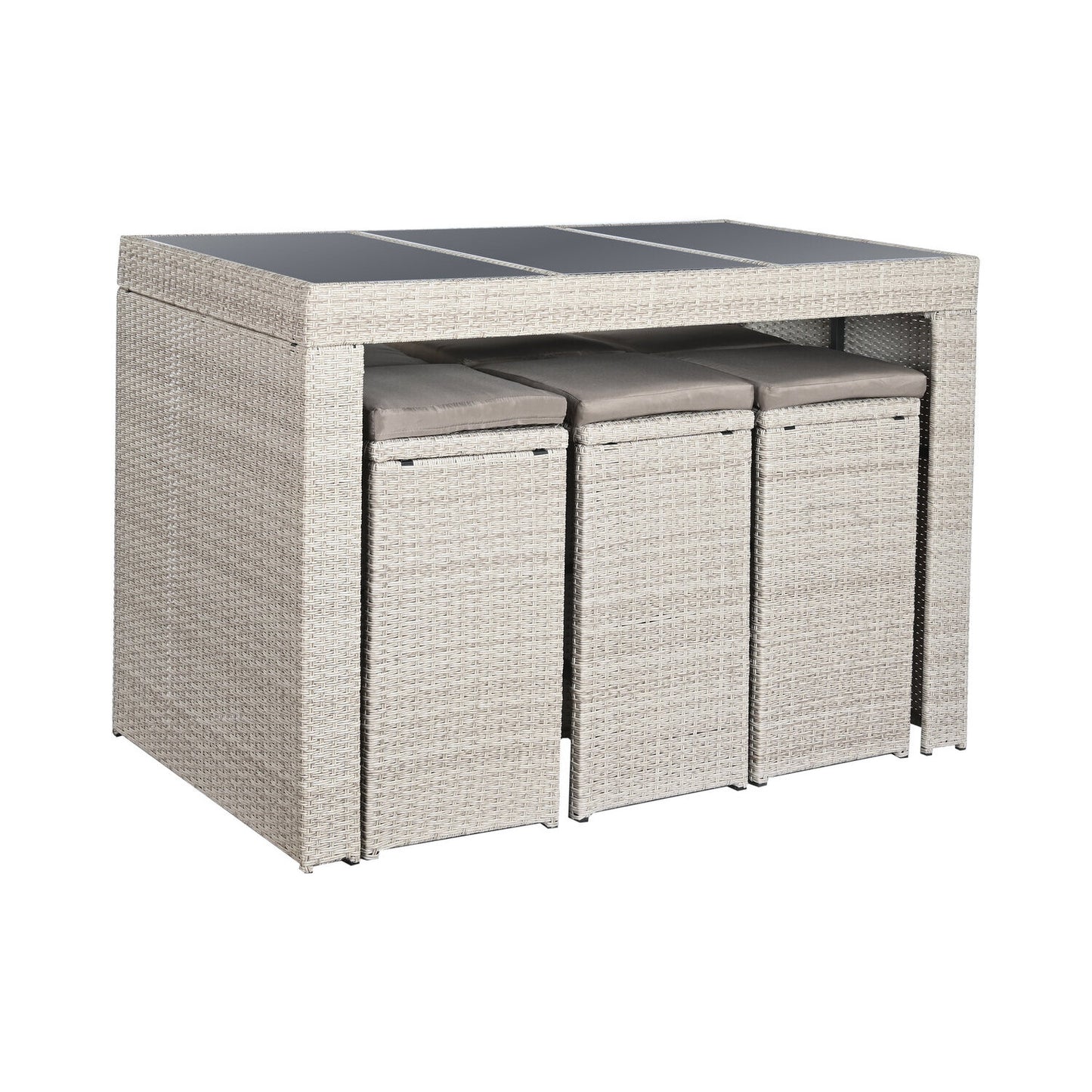 MESA BAR SET 7 RATAN SINTETICO 143X80X100 6 TABURE